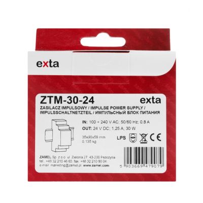 Zasilacz impulsowy montowany na szynie TH-35 (DIN)  30W 24V DC TYP: ZTM-30/24 ZAMEL (EXT10000282-WUN)